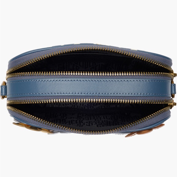 Kurt Geiger Blue Floral Appliqué Camera Bag with Gold & White Accents - Picture 5 of 6